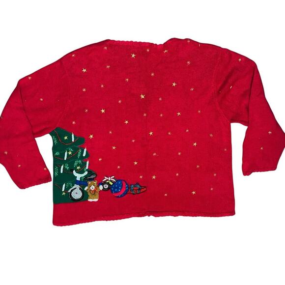 Vintage Designers Original Studio Red Christmas Cardigan Santa Doll 2X - Picture 4 of 10